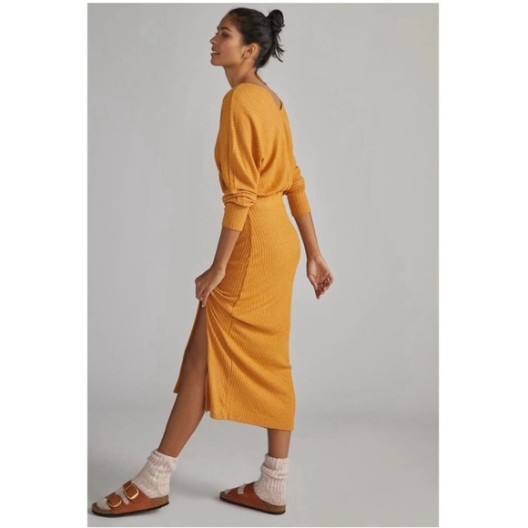 Daily Practice by Anthropologie Barre Midi Dress - Mustard Yellow - Size Small - Picture 2 of 16